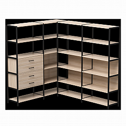 Набор стеллажных систем №17 Everprof EVO 1635x2020x1840 Дуб Соната/Черный