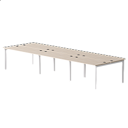Бенч-система на 6 мест Everprof EVO на металлокаркасе 3540х670(1370)x755 опоры 45гр Дуб Соната/Белый