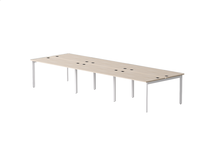 Бенч-система на 6 мест Everprof EVO на металлокаркасе 3540х670(1370)x755 опоры 45гр Дуб Соната/Белый