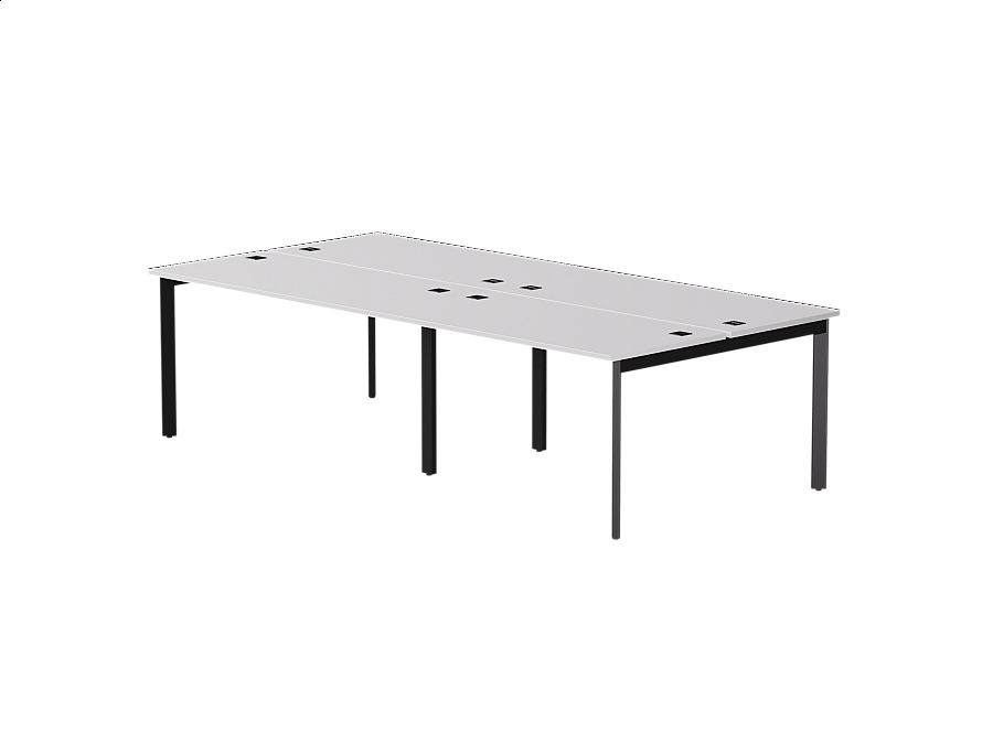 Бенч-система на 4 места Everprof EVO на металлокаркасе 2760х670(1370)x755 опоры 45гр Белый/Черный