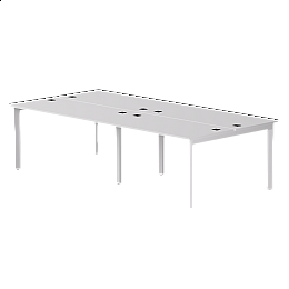 Бенч-система на 4 места Everprof EVO на металлокаркасе 2760х670(1370)x755 опоры 45гр Белый/Белый