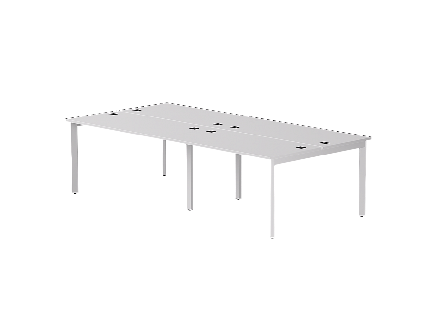Бенч-система на 4 места Everprof EVO на металлокаркасе 2760х670(1370)x755 опоры 45гр Белый/Белый