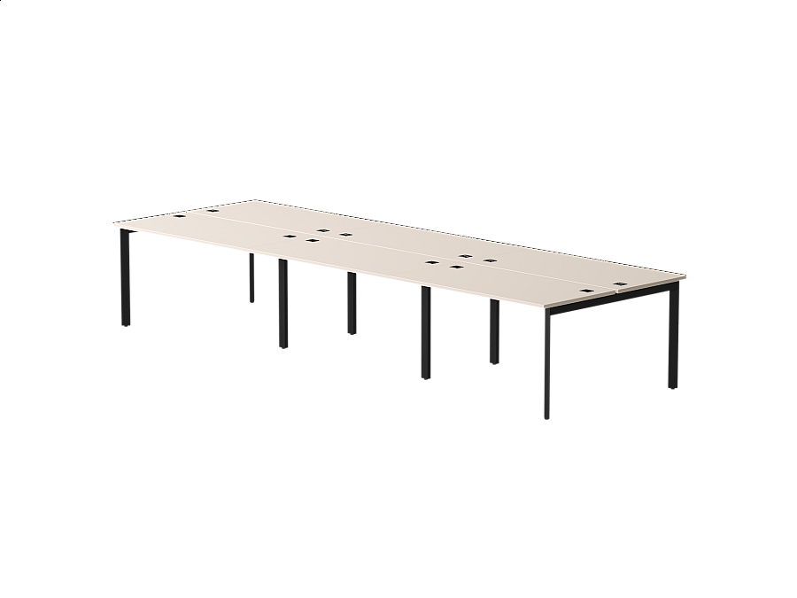 Бенч-система на 6 мест Everprof EVO на металлокаркасе 3540х670(1370)x755 опоры 45гр Кашемир/Черный