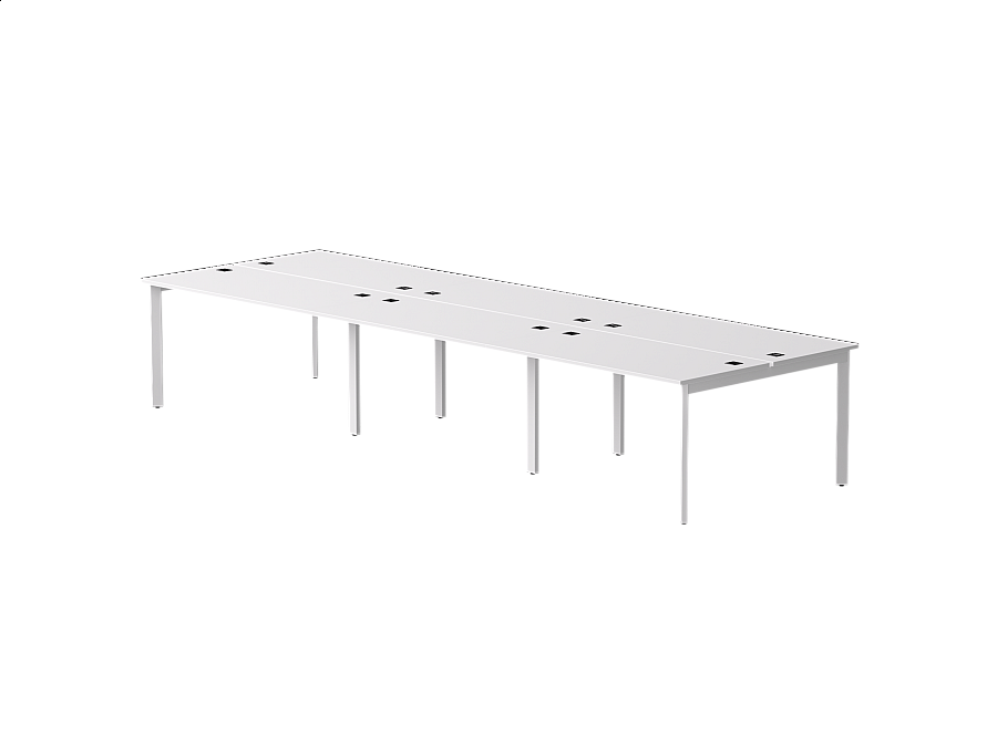 Бенч-система на 6 мест Everprof EVO на металлокаркасе 4140х670(1370)x755 опоры 45гр Белый/Белый