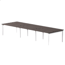 Бенч-система на 6 мест Everprof EVO на металлокаркасе 4140х670(1370)x755 опоры 45гр Дуб Пасадена/Белый