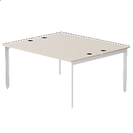 Бенч-система на 2 места Everprof EVO на металлокаркасе 1580х670(1370)x755 опоры 45гр Кашемир/Белый