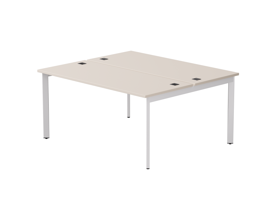 Бенч-система на 2 места Everprof EVO на металлокаркасе 1580х670(1370)x755 опоры 45гр Кашемир/Белый