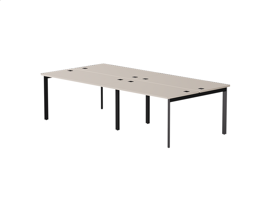 Бенч-система на 4 места Everprof EVO на металлокаркасе 2360х670(1370)x755 опоры 45гр Кашемир/Черный