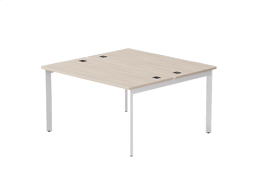 Бенч-система на 2 места Everprof EVO на металлокаркасе 1380х670(1370)x755 опоры 45гр Дуб Соната/Белый