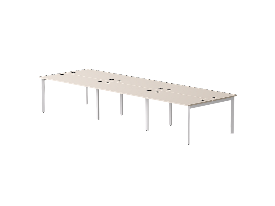 Бенч-система на 6 мест Everprof EVO на металлокаркасе 4140х670(1370)x755 опоры 45гр Кашемир/Белый