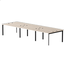 Бенч-система на 6 мест Everprof EVO на металлокаркасе 4140х670(1370)x755 опоры 45гр Дуб Соната/Черный