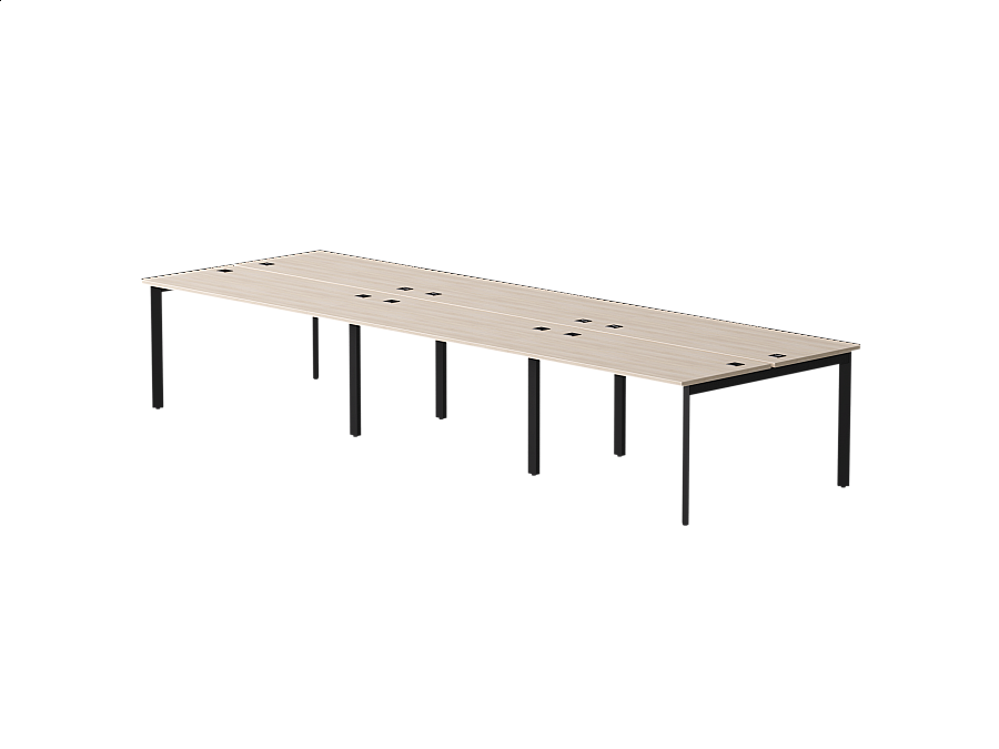 Бенч-система на 6 мест Everprof EVO на металлокаркасе 4140х670(1370)x755 опоры 45гр Дуб Соната/Черный