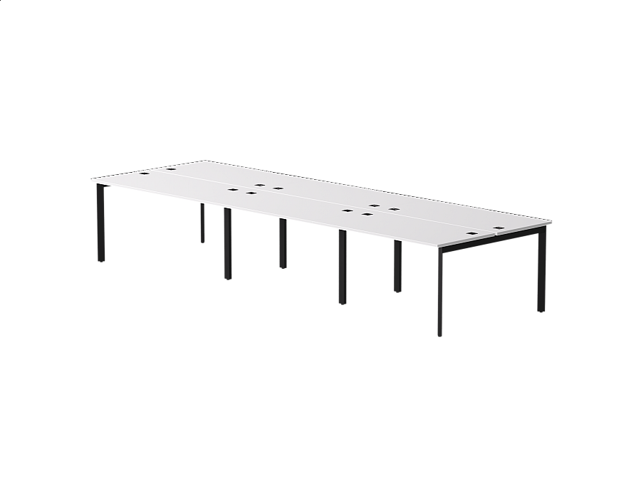 Бенч-система на 6 мест Everprof EVO на металлокаркасе 4740х670(1370)x755 опоры 45гр Белый/Черный