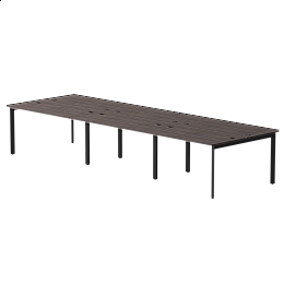 Бенч-система на 6 мест Everprof EVO на металлокаркасе 4140х670(1370)x755 опоры 45гр Дуб Пасадена/Черный