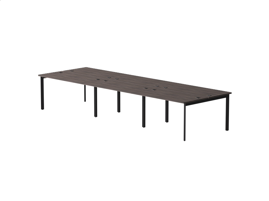 Бенч-система на 6 мест Everprof EVO на металлокаркасе 4140х670(1370)x755 опоры 45гр Дуб Пасадена/Черный