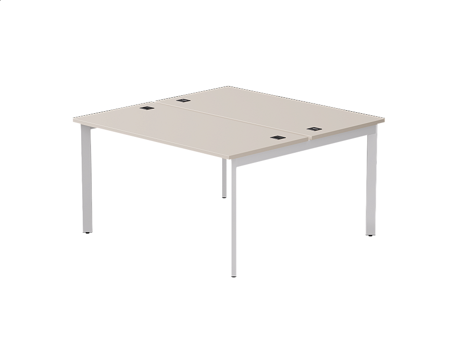 Бенч-система на 2 места Everprof EVO на металлокаркасе 1380х670(1370)x755 опоры 45гр Кашемир/Белый