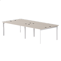 Бенч-система на 4 места Everprof EVO на металлокаркасе 3160х670(1370)x755 опоры 45гр Кашемир/Белый