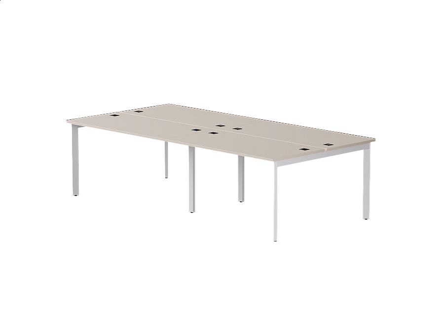 Бенч-система на 4 места Everprof EVO на металлокаркасе 2360х670(1370)x755 опоры 45гр Кашемир/Белый