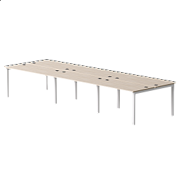 Бенч-система на 6 мест Everprof EVO на металлокаркасе 3540х670(1370)x755 Дуб Соната/Белый