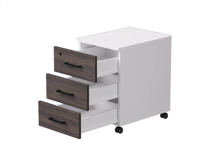 Тумба мобильная Everprof EVO 406х540х608 Белый/Белый/Дуб Пасадена