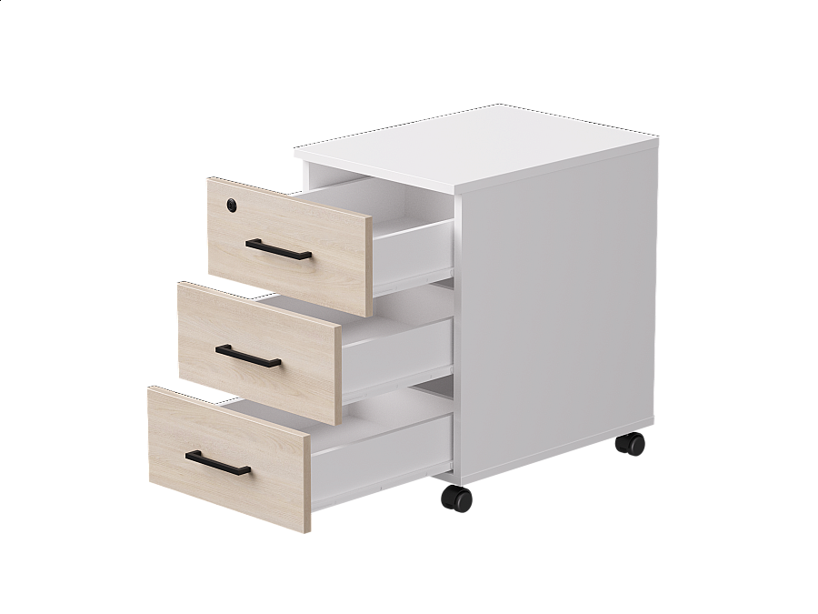 Тумба мобильная Everprof EVO 406х540х608 Белый/Белый/Дуб Соната