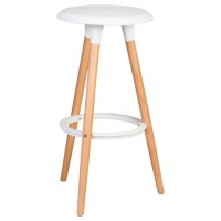 Табурет барный DOBRIN ROYCE, ножки светлый бук, цвет белый (W-02)