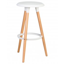 Табурет барный DOBRIN ROYCE, ножки светлый бук, цвет белый (W-02)