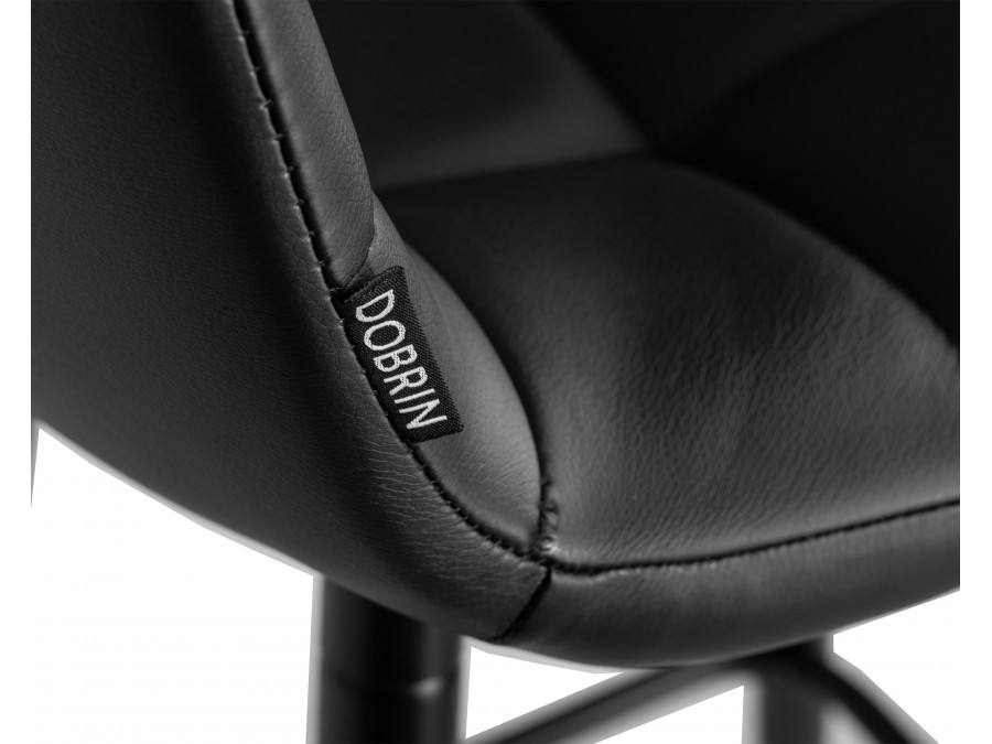 Стул барный DOBRIN NICOLE, черные матовые ножки, черная экокожа (P-01)