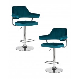 Набор 2 шт Стул барный DOBRIN CHARLY, морской волны велюр (MJ9-99)