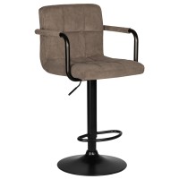 Стул барный DOBRIN KRUGER ARM BLACK, какао вельвет (LAR-E2041-05)