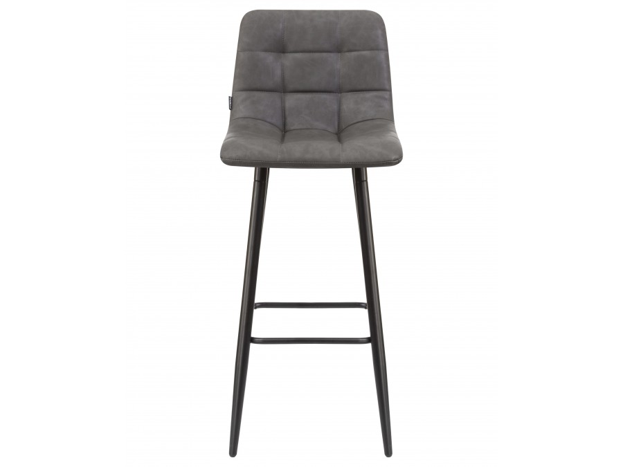 Стул барный DOBRIN NICOLE, черные матовые ножки, серая антрацитовая винтажная экокожа (RU-08)