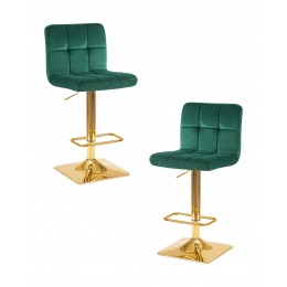 Набор 2 шт Стул барный DOBRIN GOLDIE, зеленый велюр (MJ9-88)