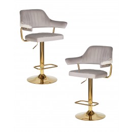 Набор 2 шт Стул барный DOBRIN CHARLY GOLD, серый велюр (MJ9-75)