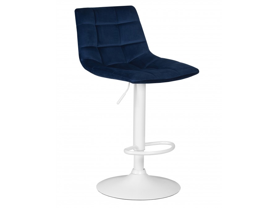 Стул барный DOBRIN TAILOR WHITE, синий велюр (MJ9-117)