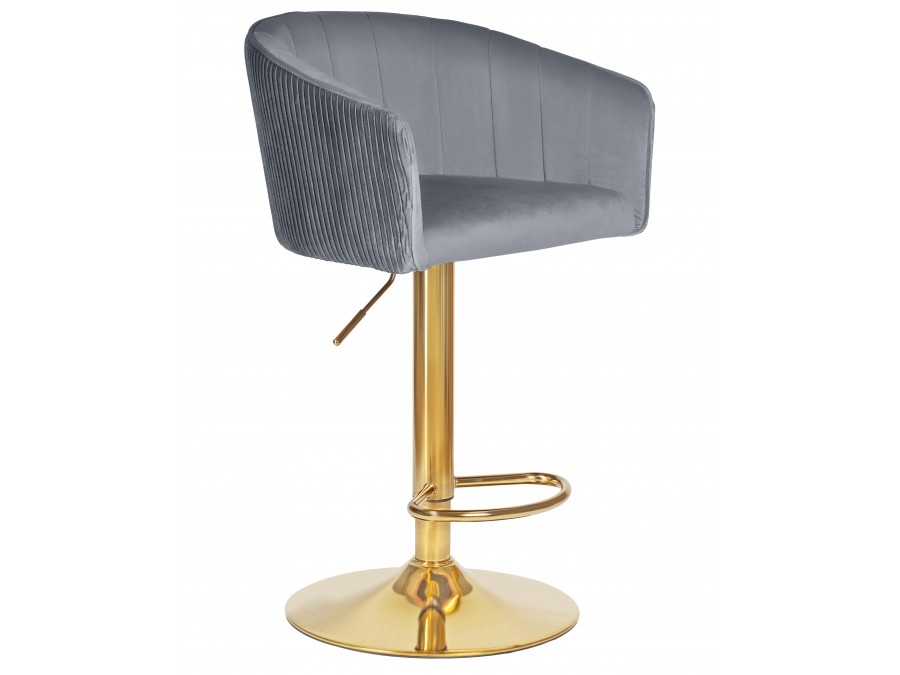 Стул барный DOBRIN DARCY GOLD, серый велюр (1922-19)
