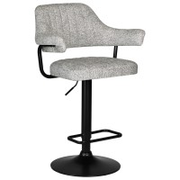 Стул барный DOBRIN CHARLY BLACK, светло-серый твид (LEO04)