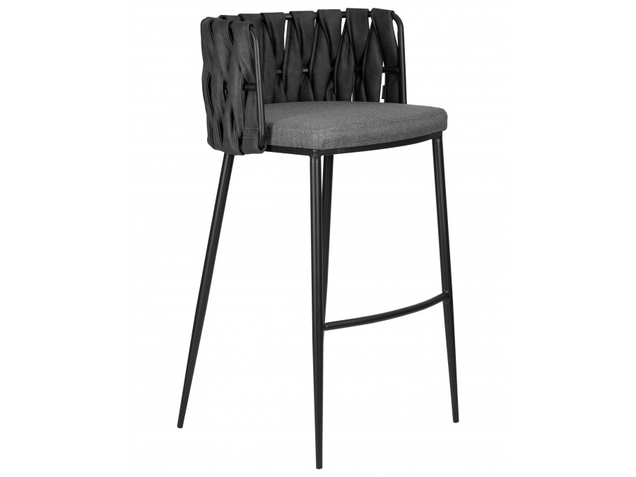 Стул барный DOBRIN AMELIA, серая ткань (F-48), темно-серый винтажный PU (MF-12)