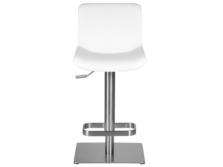 Стул барный DOBRIN ALDO, белый PU P23, основание из нержавеющей стали