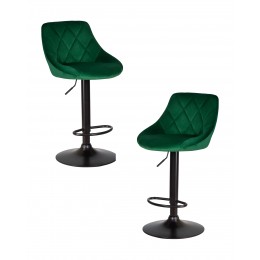 Набор 2 шт Стул барный DOBRIN LOGAN BLACK, зеленый велюр (MJ9-88)