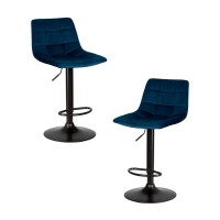 Набор 2 шт Стул барный DOBRIN TAILOR BLACK, синий велюр (MJ9-117)