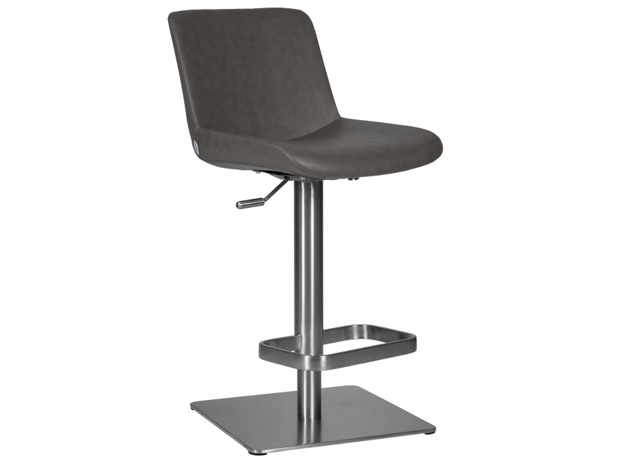 Стул барный DOBRIN ALDO, серый PU YP4, основание из нержавеющей стали