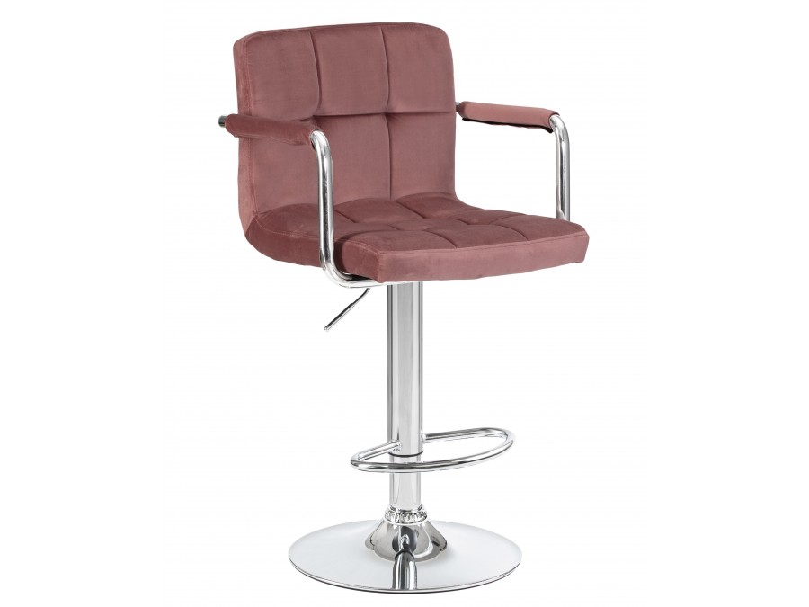 Стул барный DOBRIN KRUGER ARM, пудрово-розовый велюр (MJ9-32)