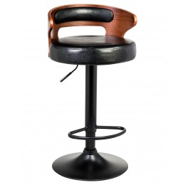 Стул барный DOBRIN FRED BLACK, коричневое дерево, чёрный