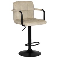 Стул барный DOBRIN KRUGER ARM BLACK, бежевый вельвет (LAR-E2041-04)