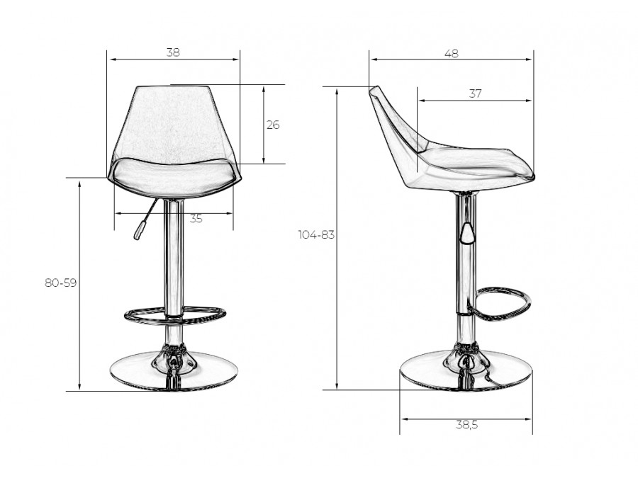 Стул барный DOBRIN ROCKY, серый