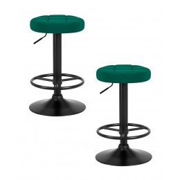 Набор 2 шт Табурет барный DOBRIN BRUNO BLACK, зеленый велюр (MJ9-88)
