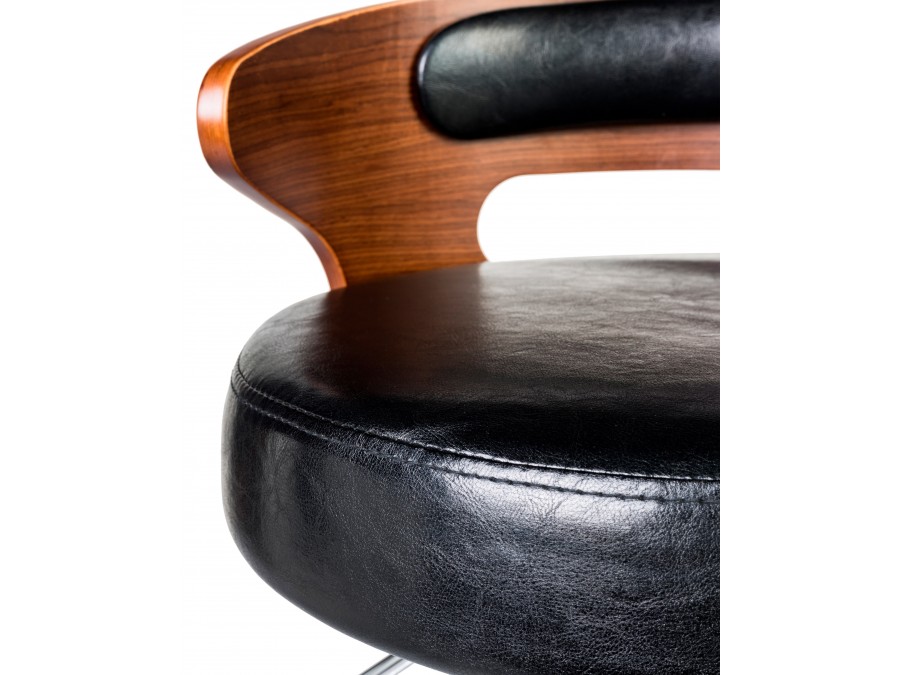 Стул барный DOBRIN FRED, коричневое дерево, чёрный