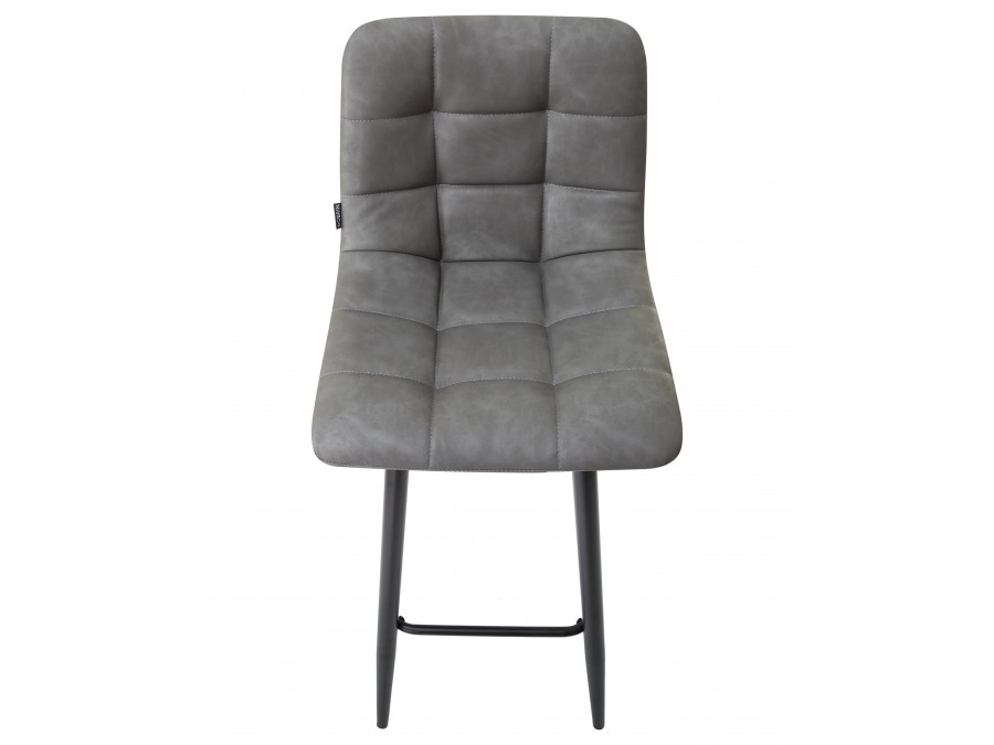 Стул барный DOBRIN NICOLE, черные матовые ножки, серая антрацитовая винтажная экокожа (RU-08)