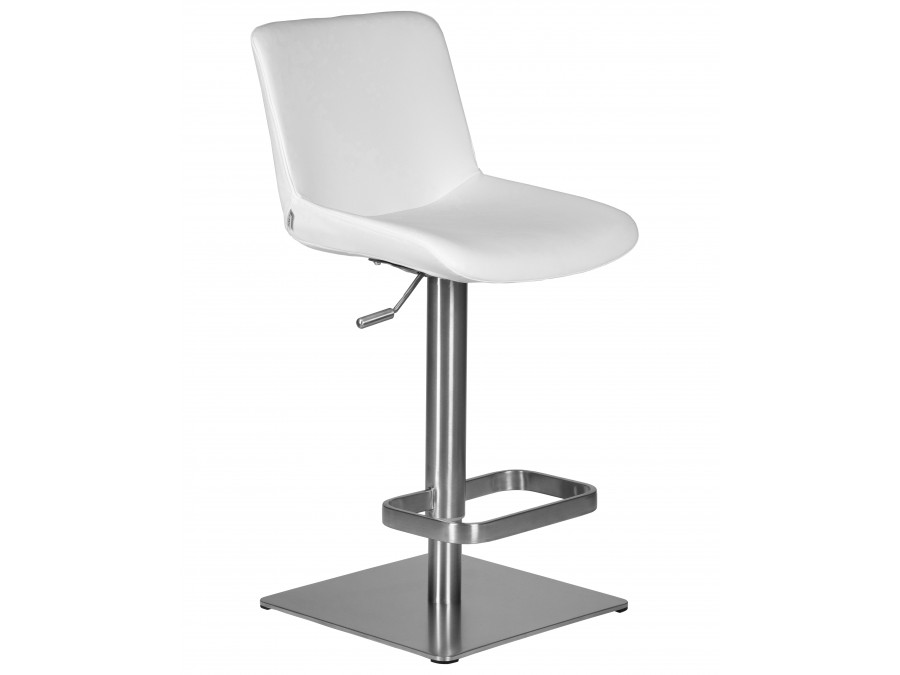 Стул барный DOBRIN ALDO, белый PU P23, основание из нержавеющей стали