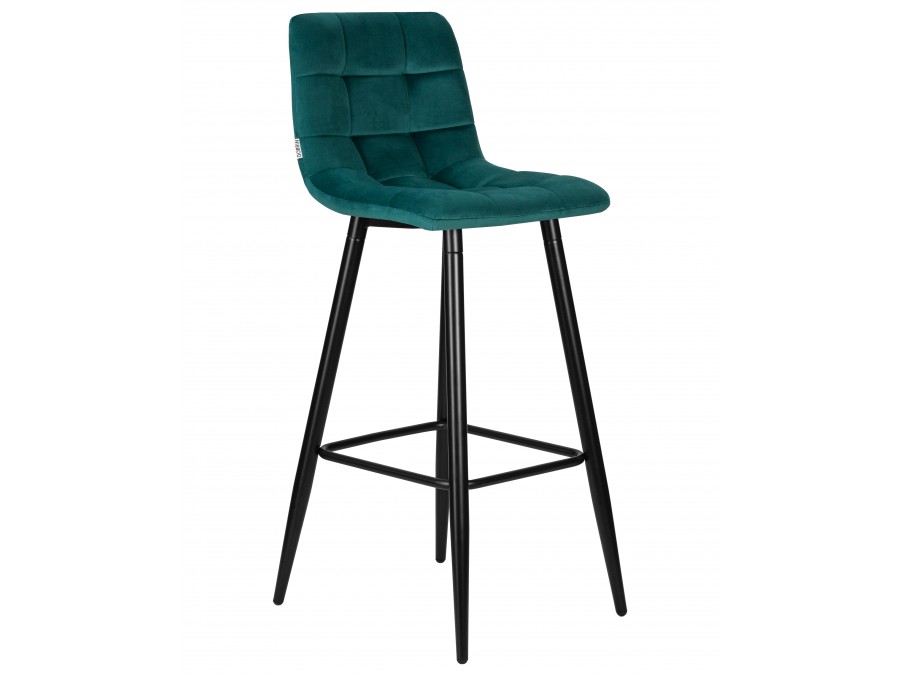 Стул барный DOBRIN NICOLE, черные матовые ножки, морской волны велюр (108-119)